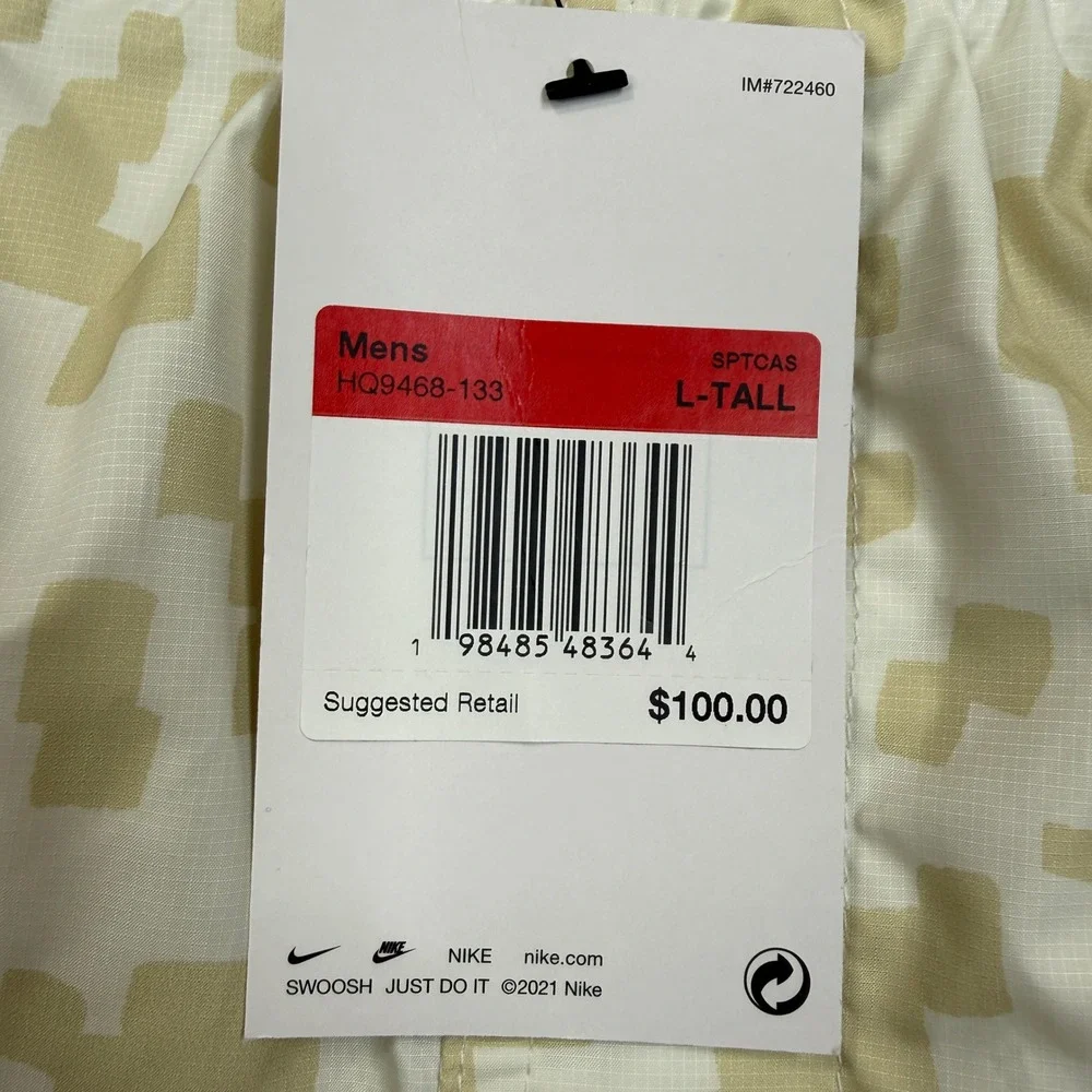 Nike Mens Size Large Tall Woven Cargo Pants Sail Khaki Print HQ9468-133 New